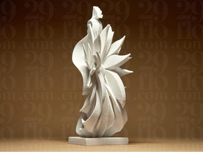 peacock sculpture - elegant 3D print - home decor - floating modern statue