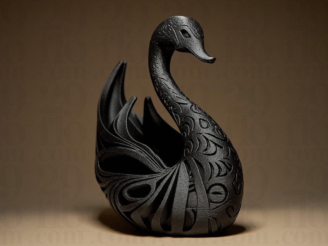 ornamental swan sculpture - elegant 3D print - key holder - modern animal figure