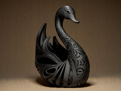 ornamental swan sculpture - elegant 3D print - key holder - modern animal figure