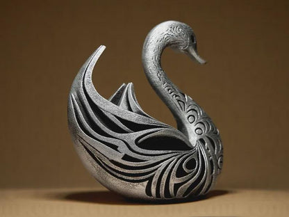 ornamental swan sculpture - elegant 3D print - key holder - modern animal figure