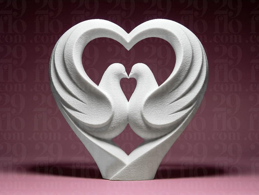 Heart of doves - 3D print - elegant sculpture - love decor