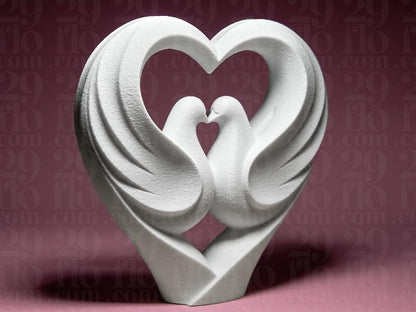 Heart of doves - 3D print - elegant sculpture - love decor