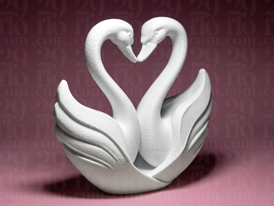 Heart of Swans - 3D print - elegant sculpture - love decor
