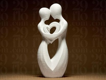 Romantic couple - 3D print - love sculpture - heart decor