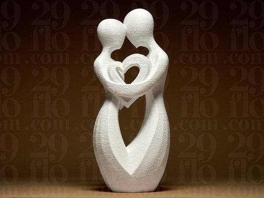 Romantic couple - 3D print - love sculpture - heart decor