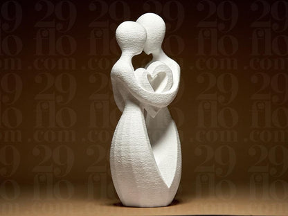 Romantic couple - 3D print - love sculpture - heart decor