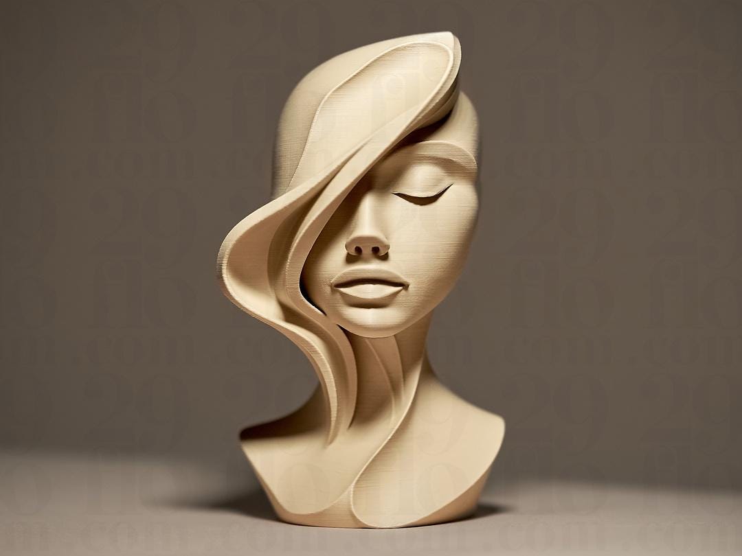 Woman Face - 3D print - abstract sculpture - home decor