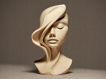 Woman Face - 3D print - abstract sculpture - home decor