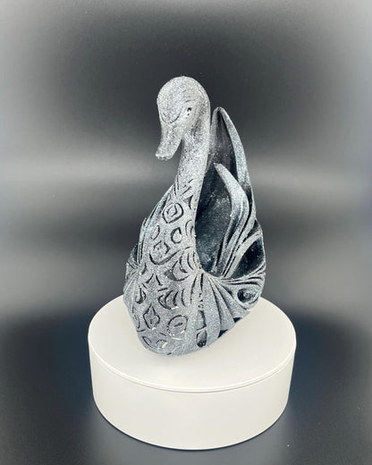 ornamental swan sculpture - elegant 3D print - key holder - modern animal figure
