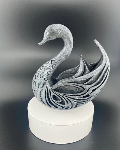 ornamental swan sculpture - elegant 3D print - key holder - modern animal figure
