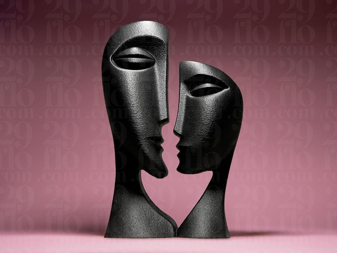 Abstract Couple Sculpture - modern 3D print - home decoration