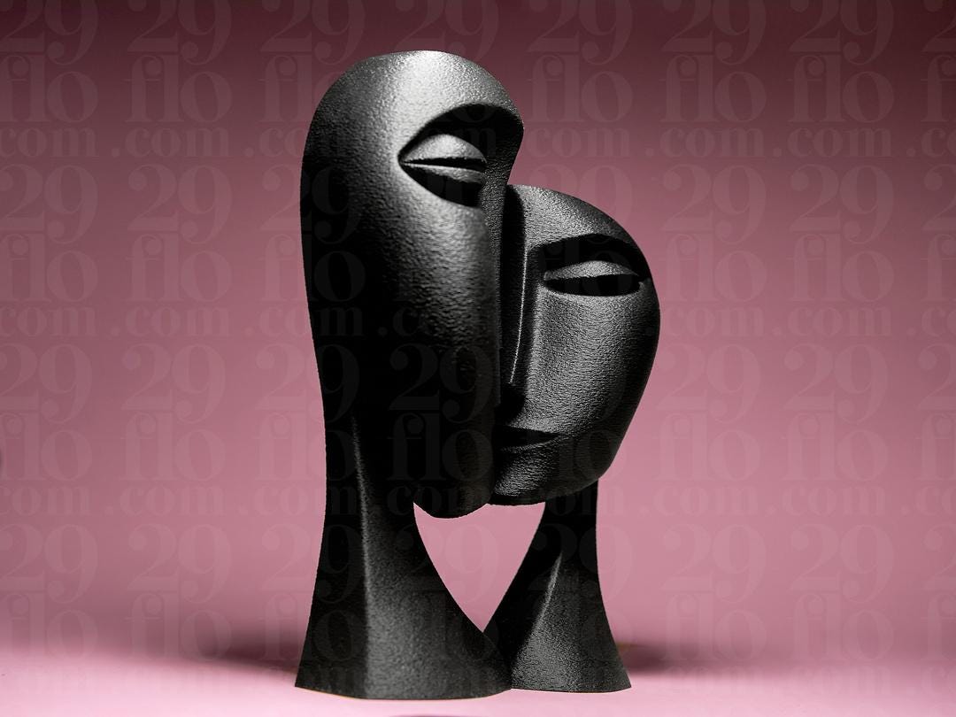 Abstract Couple Sculpture - modern 3D print - home decoration