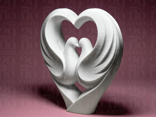 Heart of doves - 3D print - elegant sculpture - love decor