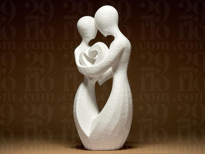 Romantic couple - 3D print - love sculpture - heart decor