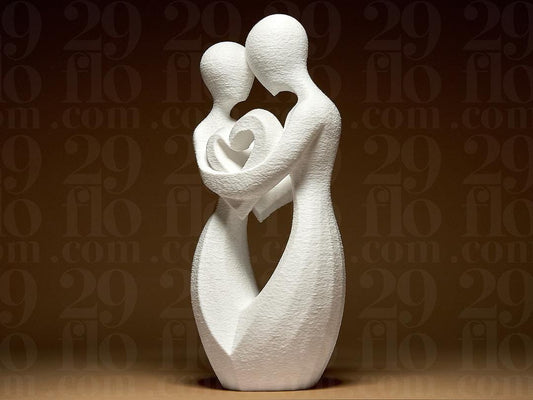 Romantic couple - 3D print - love sculpture - heart decor