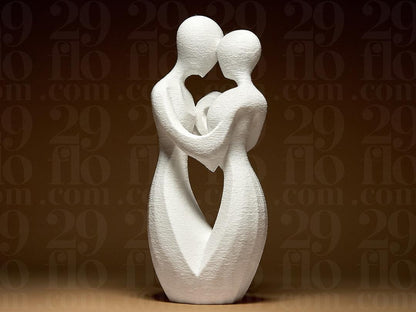 Romantic couple - 3D print - love sculpture - heart decor