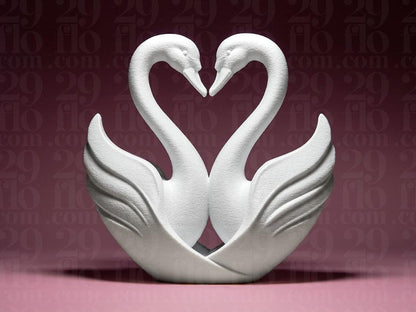 Heart of Swans - 3D print - elegant sculpture - love decor