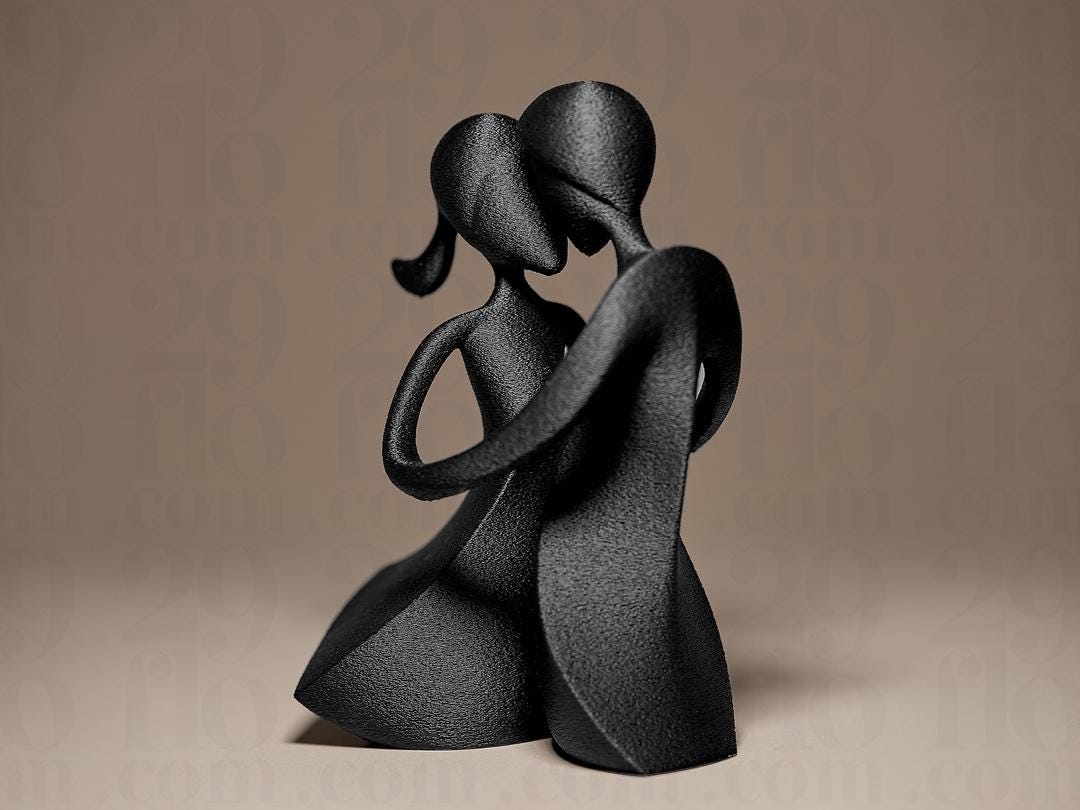 Romantic couple - 3D print - abstract sculpture - home decor