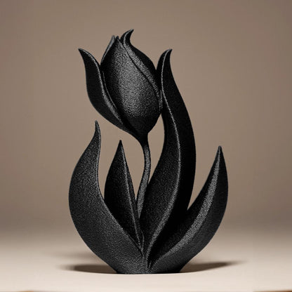 Tulip with leaves - 3D print - floral sculpture - home decor