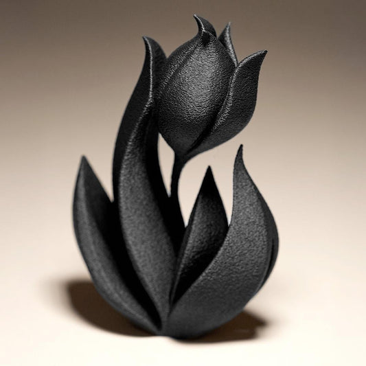 Tulip with leaves - 3D print - floral sculpture - home decor
