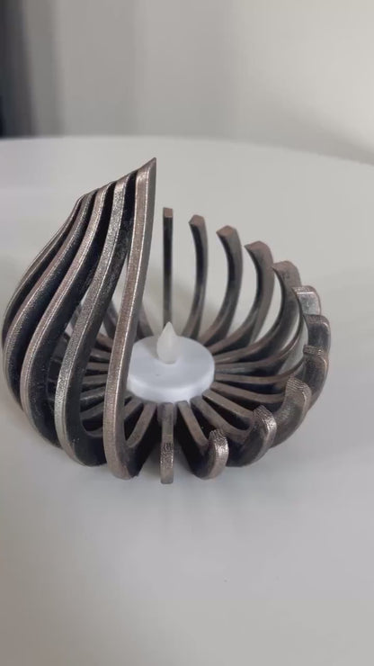 Modern Kerzenhalter für Teelichter - 3D Druck - metallic handbemalt