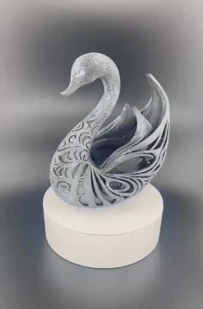 ornamental swan sculpture - elegant 3D print - key holder - modern animal figure